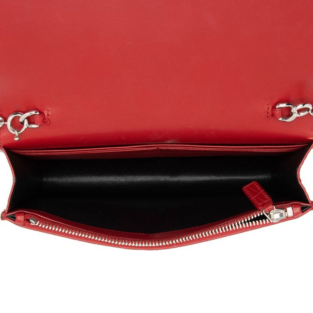 Saint Laurent Croc Embossed Leather Monogram Kate Tassel Chain Wallet - Picture 7 of 14